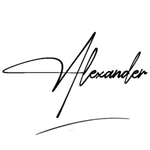 The best stylish Alexander name signature simple easy in English