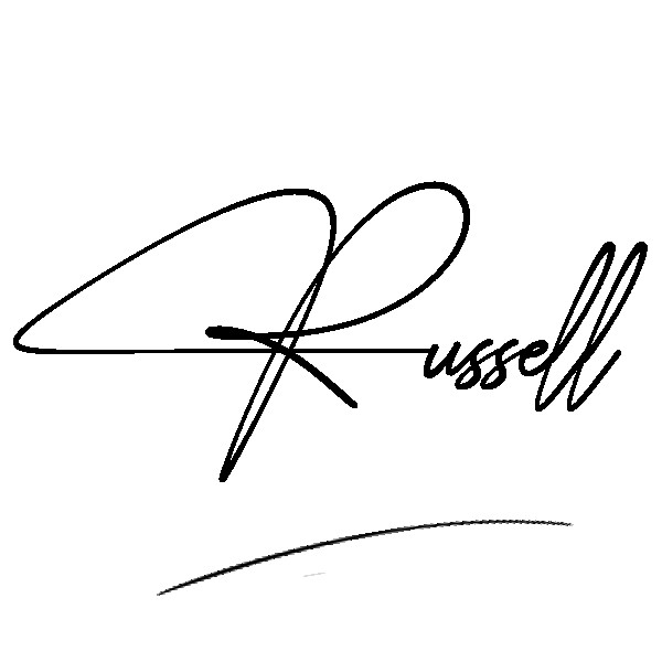 The best stylish Russell name signature simple easy in English